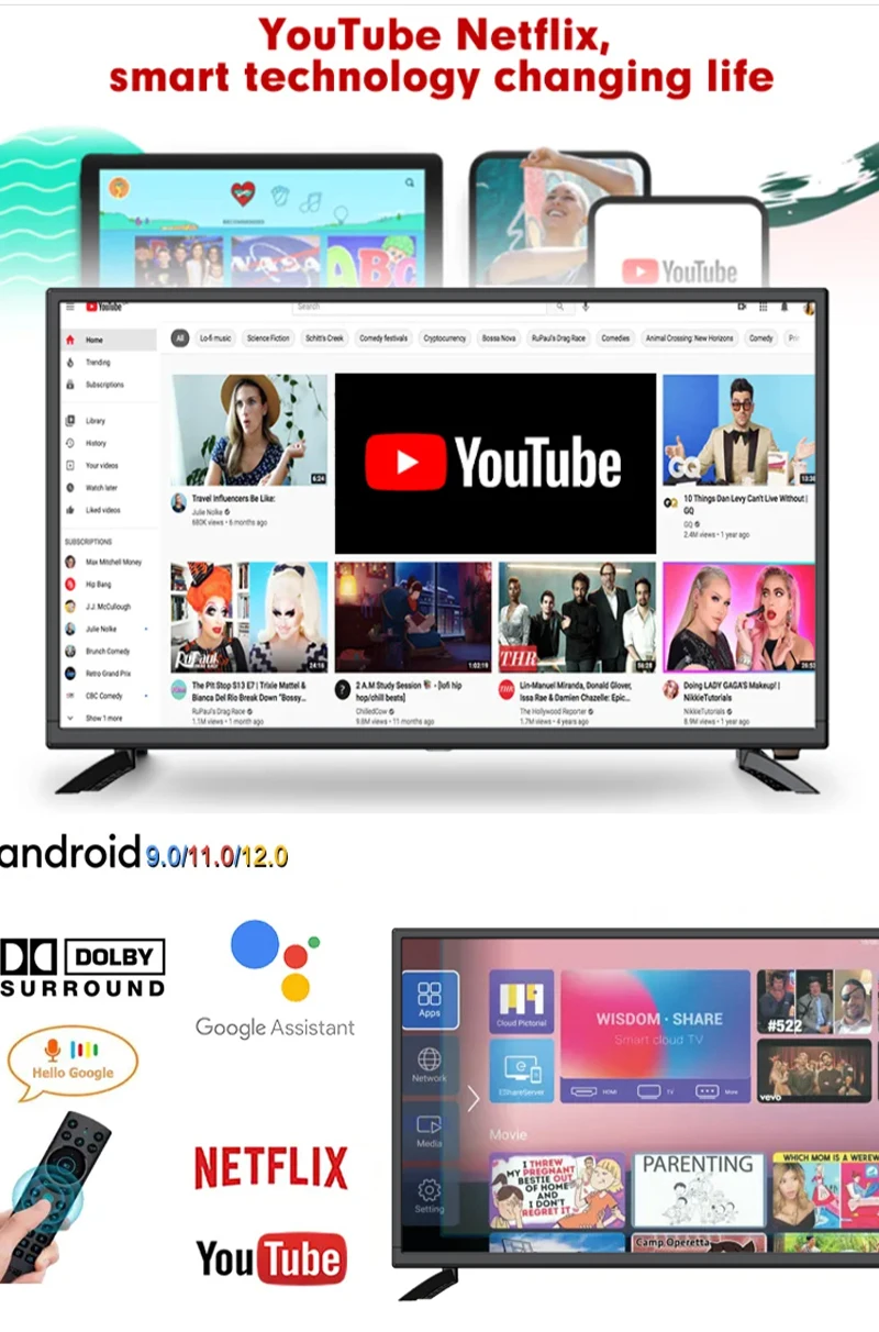 2025 Newest 24/32 Inch Android Smart TV - Ultra-Thin LED Flat Screen with WiFi, Google Play & HD Streaming | Global Version - Imagen 10