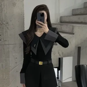 Spring Autumn New Fashion Navy Leader Long Sleeve Blouses Women's Clothing Patchwork All-match Youth Korean Trend Sweet Shirts