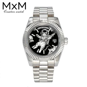 Creative men's watch 40mm/36mm Miyota 8285 watch Color-printed blue luminous automatic mechanical watch Kitten puppy astronaut