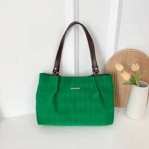 Bolso Tote de Terciopelo Acolchado Verde Zona Tendencias