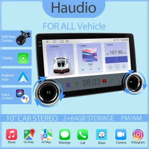 Reproductor Android 10.1" Double Din - CarPlay Inalámbrico, 64GB y Cámara de Retroceso