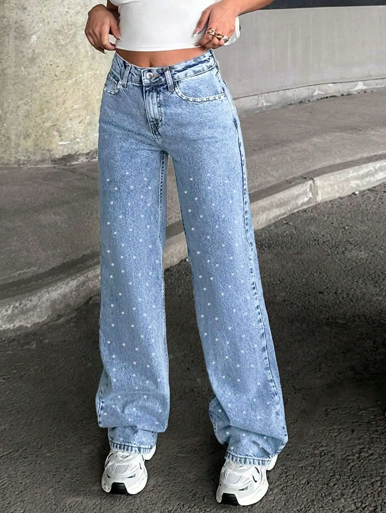 Increíbles Jeans Rectos de Estilo Vintage - Tiro Bajo y Diamantes 2026 - Imagen 10