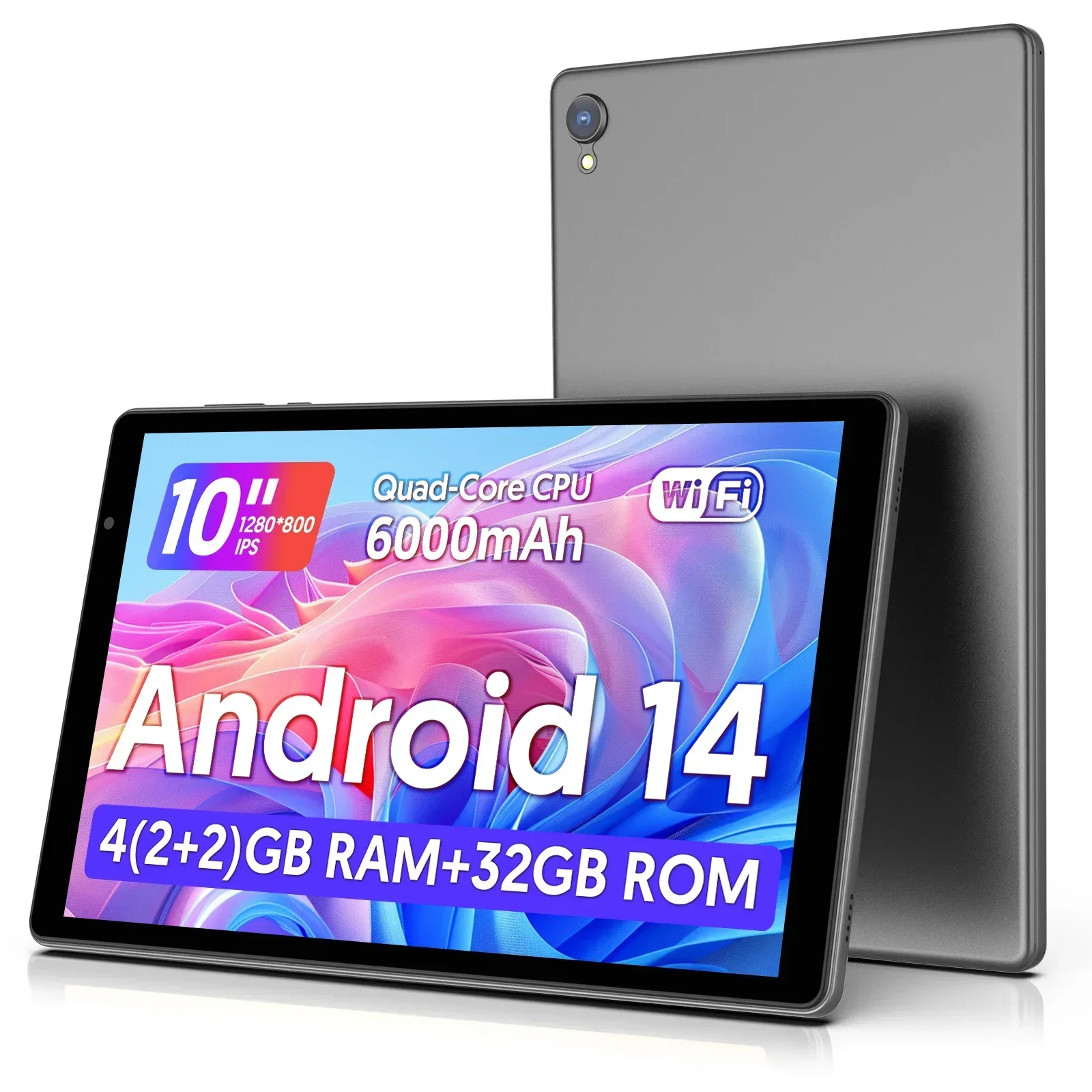 Tablet Pro 10" Android 14 - Pantalla HD, Batería 6000mAh y WiFi 5G (Ideal para Estudios y Trabajo)