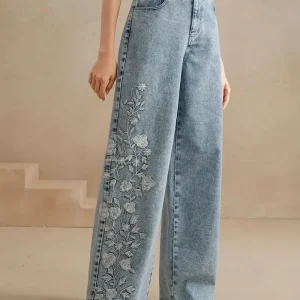 Straight Jeans Y2K de corte recto y denim elástico - Zona Tendencias