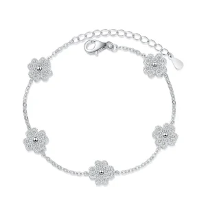 Pulsera de plata 925 Sunandmoon con micro-incrustaciones de moissanita brillante y cadena clásica - Zona Tendencias