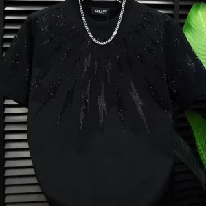 camiseta con brillantes negros Chimavvi estilo urbano masculino